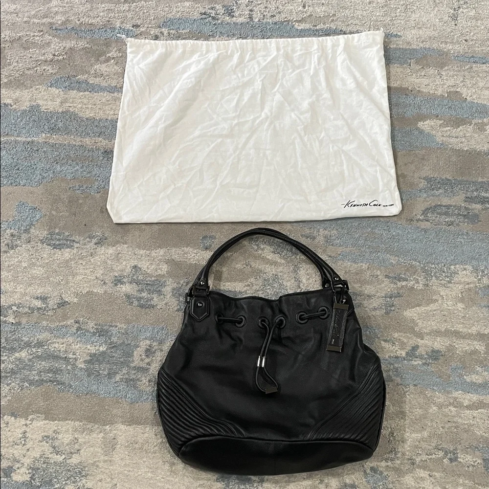 Kenneth Cole New York Black Leather Large Hobo Bag
